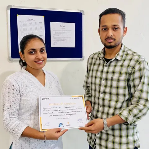 Deepanshu Kumar with a Dzimark training certificate